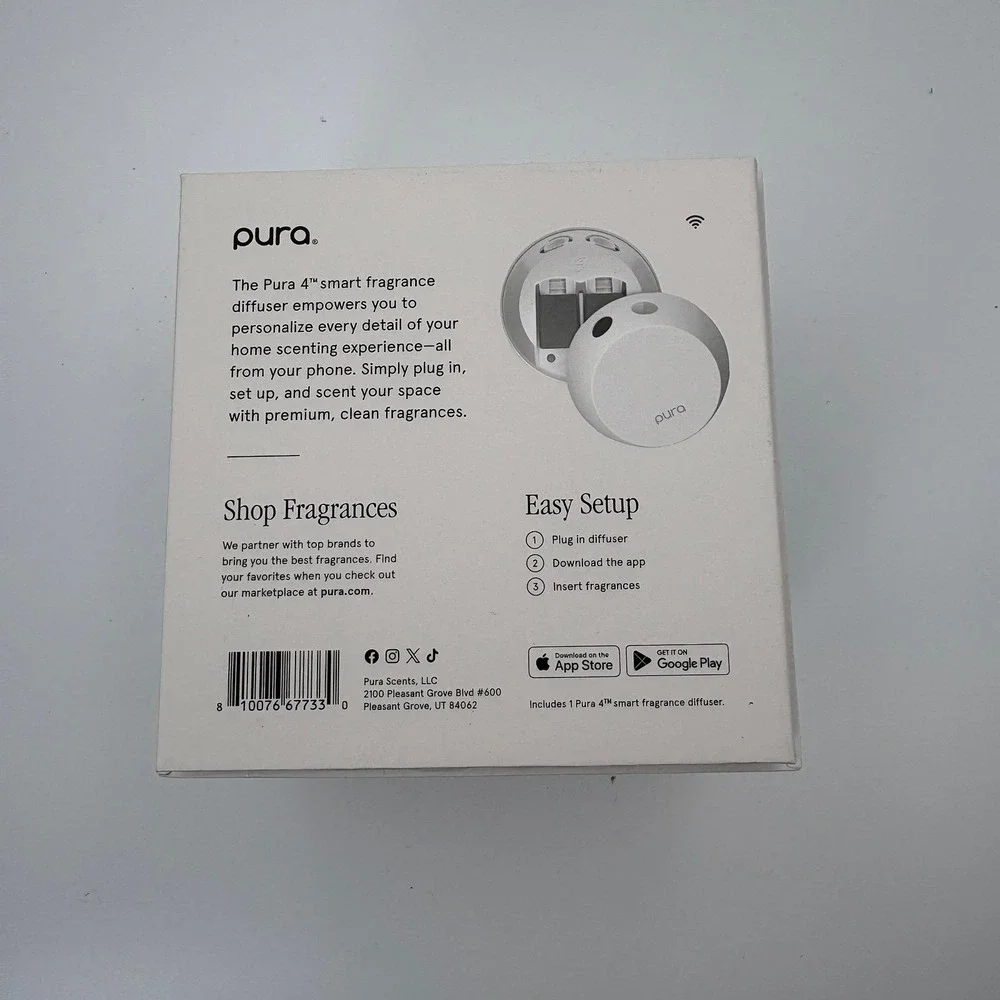 Pura 4 Smart Fragrance Diffuser New Open Box w/ 2 Refills Lavender Yuzu Citron